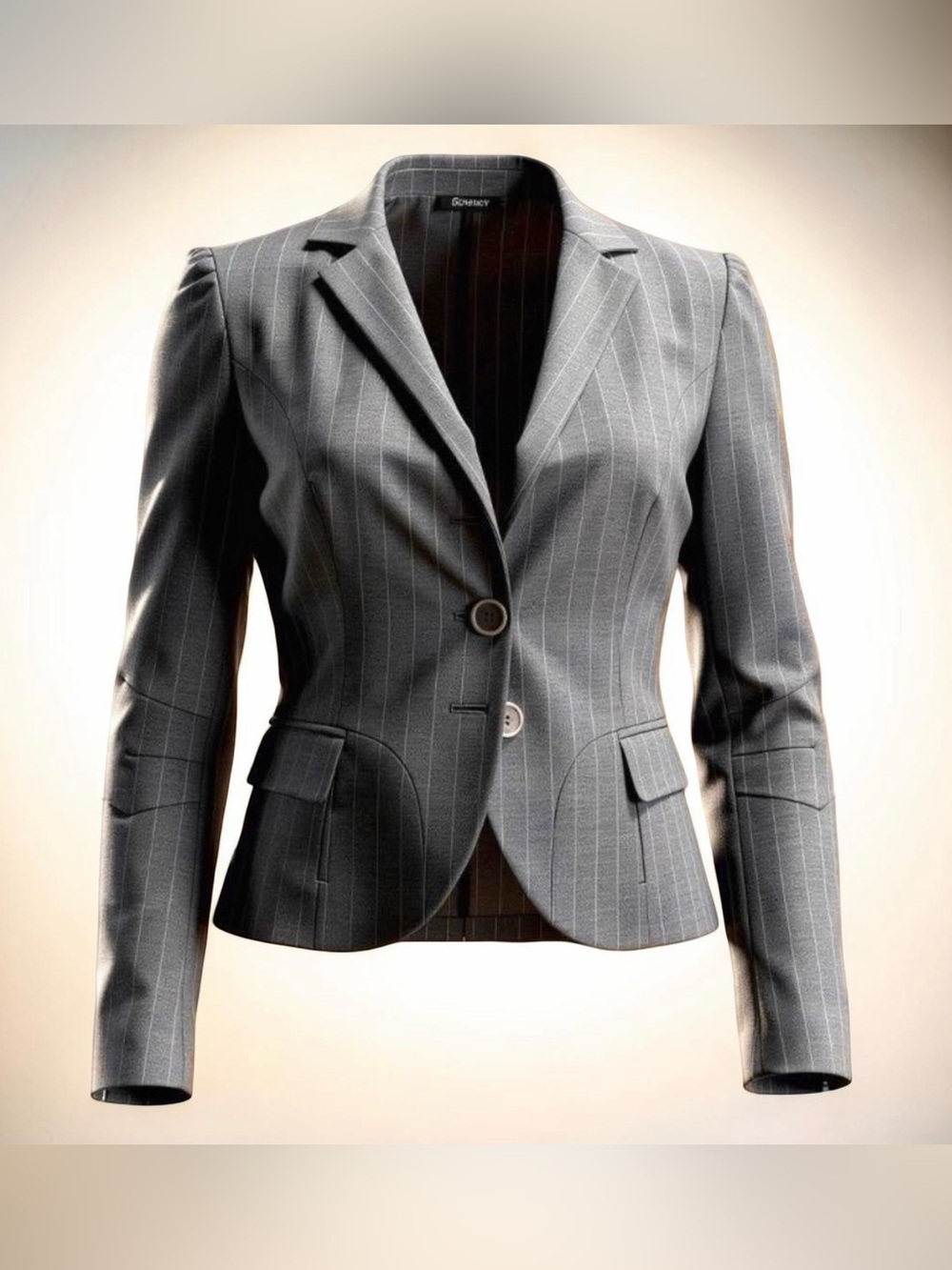 Zenobia Women's Small Gray Pinstripe Wool Blend Blazer Suit Jacket